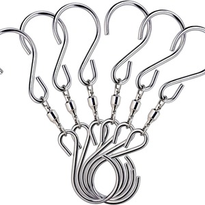 Crochet pivotant double en forme de S, longueur 110 mm, largeur 25 mm, en fer argenté, pour carillon éolien, pot de plante, mangeoire à oiseaux - Product Image 4