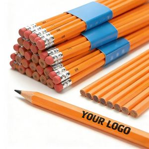 Crayon en gros, forme triangulaire macaron, en bois de teck clair, avec gomme, pour croquis et dessin, papeterie d'apprentissage, crayon HB - Product Image 1