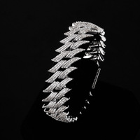 Bracelet de mariage tendance pour homme en or véritable, chaîne cubaine à fermoir ardillon 20 mm, entièrement sertie de zircons, style hip-hop
