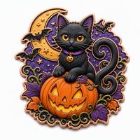 Pièces de monnaie en cuivre haute qualité .999 pur, avec impression UV colorée, motifs chat noir, croissant de lune, chauves-souris, Halloween