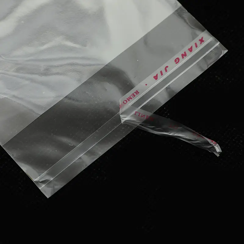 Customized transparent hanging hole self adhesive polybag reusable poly plastic packing clear opp bag