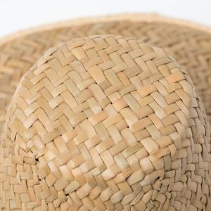 Chapeau de soleil rétro d'été à large bord en paille tressée, idéal pour la scène, les festivals, la plage et les occasions décontractées - Product Image 3