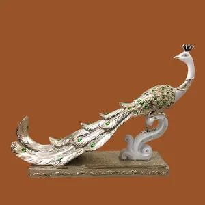 Sıcak satış reçine heykeli hayvan heykelcik tavuskuşu dekorasyon kuş el sanatları