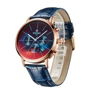 TOP selling Luxury quality Casual waterproof change colors men watch China cheap leather band chronograph Male Timepiece