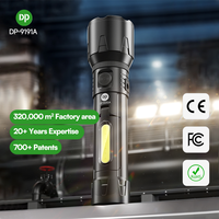 Lampe de poche tactique rechargeable torche LED COB mise au point réglable multi-fonction lumière latérale d'urgence USB et charge solaire