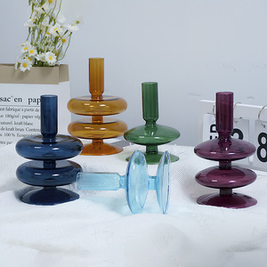 Vintage Kreativer Kerzenständer aus Hochwertigem Borosilikatglas, Schlicht Modern Unregelmäßig für Wohnzimmer und Esstisch - Product Image 1