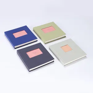 Álbum DE FOTOS DIY, cubierta de tela de lino de tela colorida con ventana frontal 6x4 Slip-In para álbum de fotos familiar de bebé de boda
