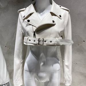 Giacca di <span class=keywords><strong>pelle</strong></span> bianca 2025 corta giacca di <span class=keywords><strong>pelle</strong></span> di agnello giacche da <span class=keywords><strong>donna</strong></span> <span class=keywords><strong>in</strong></span> <span class=keywords><strong>pelle</strong></span> - Product Image 2