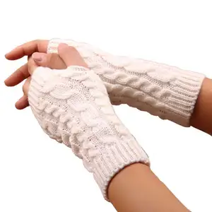 Gants d'hiver chauds hommes et femmes tricotant mitaines sans doigts S0285