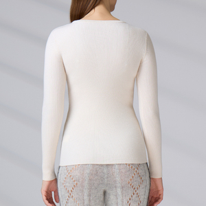 Custom Embroidery Logo Anti-shrink Full Sleeves Crew Neck Women's Rib Knitted <b>Pullover</b> Sweater Manufacturer - Product Image 6