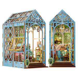 Puzzle 3D en bois Booknoook avec lumière, kit de modèle DIY découpé au laser pour étagère, décoration intérieure, cadeau, jardin de fleurs, éducatif - Product Image 1