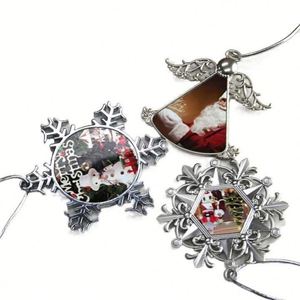 Wholesale Luxury Sublimation Blank Zinc Alloy Christmas Ornaments Snowflake Shape Silver 65x65mm - Product Image 1