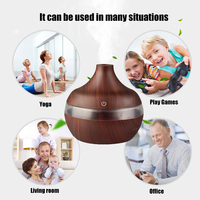 Vente chaude Mini USB Grain De Bois Coloré 7 LED Lumières 300ml Humidificateur d'air Humificador