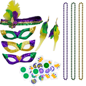 Haute qualité nouvelle-<span class=keywords><strong>orléans</strong></span> mardi Gras chapeaux vêtements boucles d'oreilles masque ensemble mardi Gras perles pour Mardi Gras fête décoration - Product Image 3