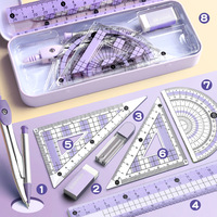 Règle carrée rapporteur EYES et ensemble de boussoles mathématiques 8 pièces Outils de dessin multifonctionnels pour les collégiens
