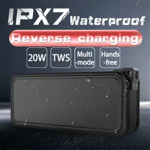 Cyboris 20W IPX7防水蓝牙V4.2扬声器低音炮移动电源银行超级电池寿命TWS无线连接