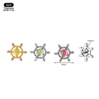 Boucles d'oreilles en titane G23 Yunnique en forme de flocon de neige, clous d'oreilles en opale aurore de 8 mm pour piercing des lèvres