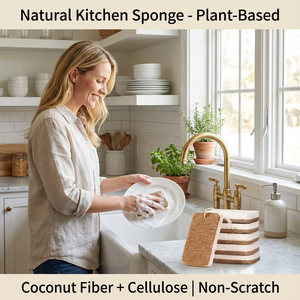 Esponja Biodegradable Antiarañazos, Esponja de Limpieza de Cerámica Compostable de Fibra de Coco y Celulosa - Product Image 6