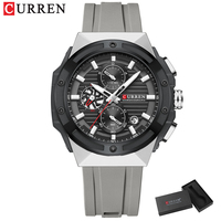 Montre chronographe sportive à quartz Curren 8462, design créatif, cadran lumineux, aiguilles lumineuses, bracelet en silicone, boîte