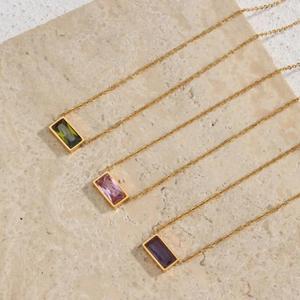 Inspire jewelry-collar de Aguamarina chapado en oro de 18k para mujer, joyería no empañada, signo del zodiaco bonito y delicado, regalo de nacimiento - Product Image 5