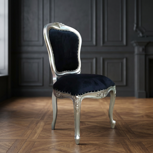 <b>Modern</b> French Antique <b>Dining</b> Chairs Upholstered Velvet Fabric with Solid Wood Mahogany for Kitchen Office or Hall Furniture - Product Image 3