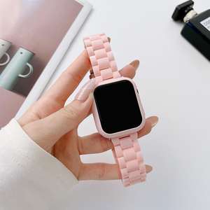 Bracelet Design en céramique pour Iwatch série 7 Se 6 44mm, bracelet en plastique à trois perles de couleur unie + boîtier pour <span class=keywords><strong>Apple</strong></span> <span class=keywords><strong>Watch</strong></span> 45mm, bracelet PC - Product Image 3