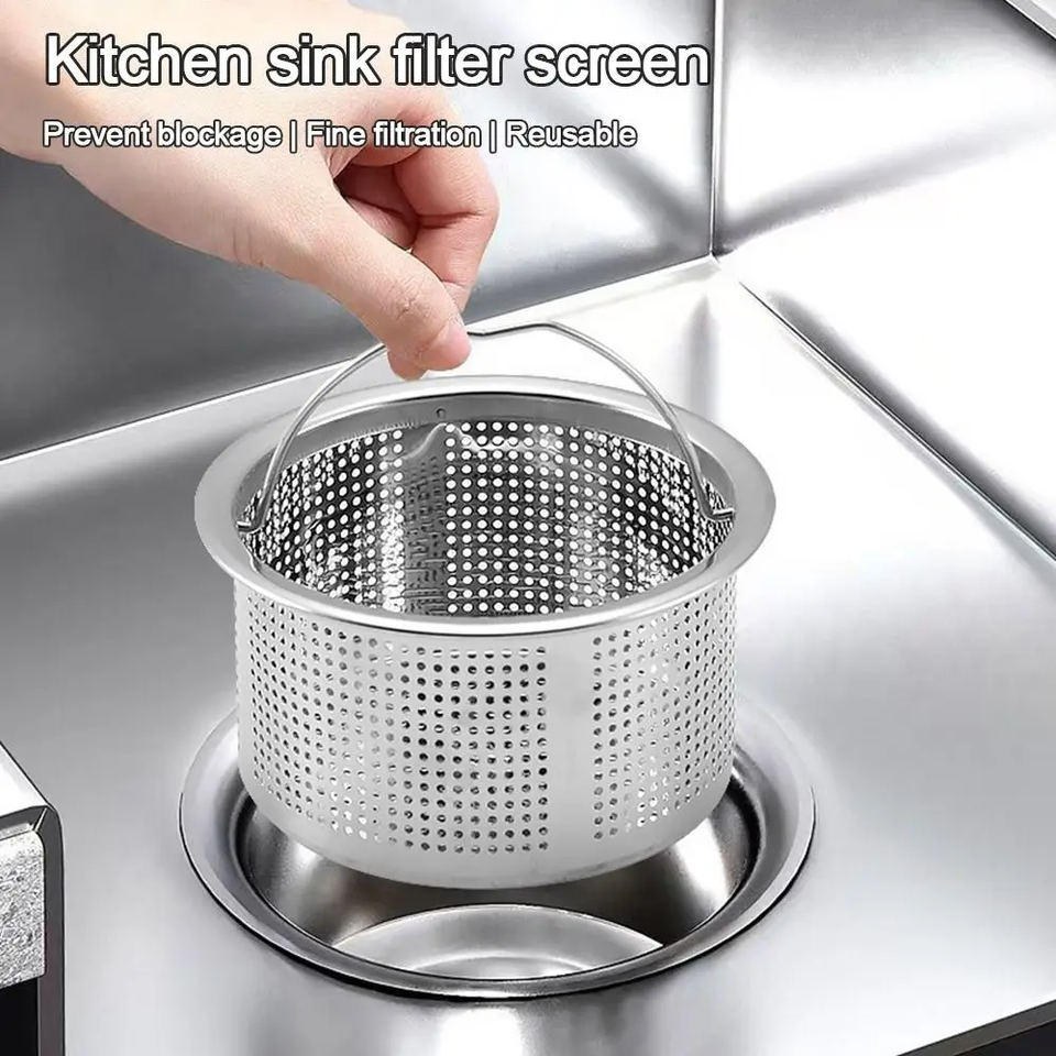 Stainless Steel Sink Strainer Round Shape Anti-blocking Drain Stopper ...
