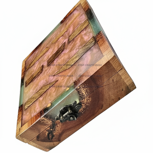 Tasse à thé caboteur résine en bois Unique caboteur ensemble pour boisson carré pin et résine isolation thermique élégant tapis et tampons cuisine - Product Image 1