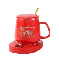 Mug en céramique de 400 ml avec soucoupe et boîte cadeau, motif cheval de l'année, design créatif, vaisselle décorative, cadeau de fête
