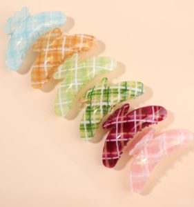 Mi Dairy acrilico 13cm fashion funky design Green lattice hair claw <span class=keywords><strong>cilp</strong></span> accessori per capelli spessi 222335 - Product Image 5