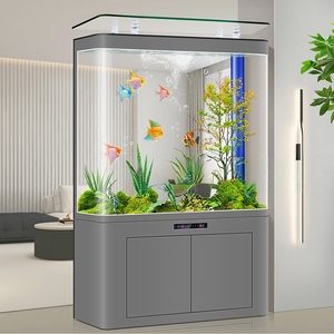 Acuario Rectangular de Vidrio de Alta Definición con Luces LED, Filtración Inferior Circulante, Drenaje con un Clic, para Uso en Sala de Estar - Product Image 2