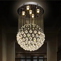 Lustre suspendu moderne en cristal pour hôtel, idéal pour les escaliers