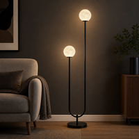 Lampe sur pied double globe lunaire minimaliste nordique, lumière d'ambiance de luxe pour chambre à coucher, salon et salle à manger