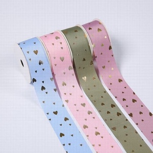 Campione Gratuito <span class=keywords><strong>Nastro</strong></span> Grosgrain da 1 Pollice (25mm) per San Valentino, con Cuori e Stampa Personalizzata in Lamina d'Oro, Design Esclusivo - Product Image 2