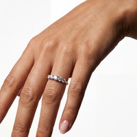 Perhiasan Mewah HPHT 1.571ct Cincin Berlian Lima Batu Buatan Laboratorium Perak 925 Cincin Pernikahan Berlian Fashion untuk Wanita