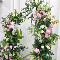 Gapura Bunga Plastik Putih Pink Buatan Tangan Mewah Elegan Latar Belakang Floral Dekorasi Pernikahan Valentine Acara