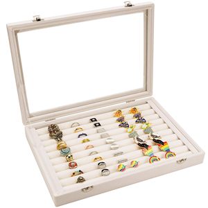 24 grilles empilables plateau à bijoux organisateur avec séparateurs amovibles plateau de présentation de bijoux en velours pour boucles d'oreilles colliers bracelet - Product Image 6