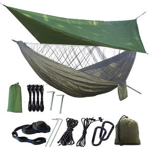 Hamac de camping en nylon avec moustiquaire portable 1 personne de moins de 10 pieds pour la randonnée en plein air et le voyage - Product Image 1