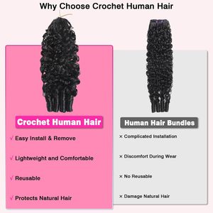 Extensions de cheveux naturels Remy double épaisseur, ondulations profondes, style plume birmane, 20 pouces, 50g, pré-séparées, sans nœuds, pour crochet, 3C4A - Product Image 6