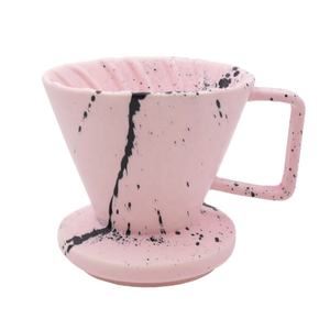 Ensemble de gobelets filtrants à encre <span class=keywords><strong>rose</strong></span> mat avec éclaboussures personnalisées pour café en céramique mouchetée - Product Image 3