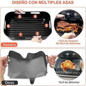 Meilleure vente transfrontalière : Grand moule de cuisson rectangulaire en silicone de qualité alimentaire pour friteuse à air (casserole intérieure) - Product Image 3