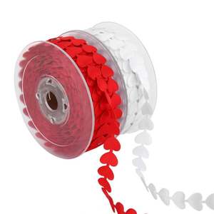 Ultrasónico en relieve poliéster amor cinta DIY boda accesorios para el cabello ropa melocotón corazón decoración trenza - Product Image 1