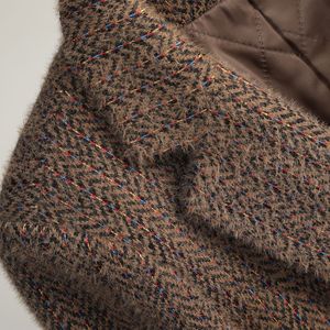 Women's <b>Wool</b> Blend Suit Jacket Slim Fit Full Sleeve Warm Winter Coat With Stripe Pattern - Product Image 3