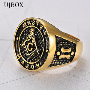 UJBOX Classic Master <span class=keywords><strong>Mason</strong></span> Anillos Masónicos para Hombres Aceite Negro Acero Inoxidable Aceite Negro AG Free-<span class=keywords><strong>Mason</strong></span> Anillos Joyería Regalo R753G - Product Image 3