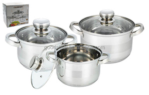 Nhà máy trực tiếp 6-12 mảnh thép không gỉ và thủy tinh Cookware Set Kitchen Ware Cooking Pot Set trực tiếp từ nhà máy - Product Image 2