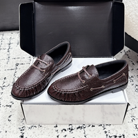 Mocassins plissés à lacets en faux daim pour femmes, chaussures bateau plates décontractées et confortables pour le quotidien et le bureau, également adaptées aux hommes