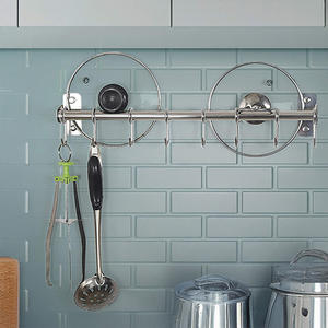 OEM&ODM Pot Rack and Pans Hanging Rack <b>Rail</b> with 8 Hooks Pot <b>Hangers</b> for Kitchen <b>Wall</b> <b>Mounted</b> Pot Racks - Product Image 6