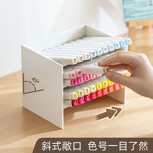 Desktop Storage Box Tiered Slanted Shelf With Partitions For Student Stationery Large Capacity Plastic Organizer - Product Image 3