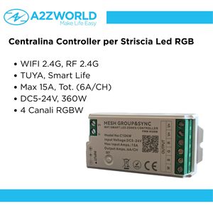 Contrôleur de bande LED RGBW pour maison intelligente WIFI 2.4G RF TUYA Smart Life Max 15A Total (6A/CH) DC5-24V 360W 4 Éclairage intelligent pour la maison - Product Image 2