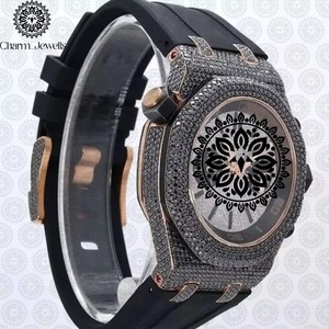 Montre de luxe en moissanite pour homme, fournisseur indien, haute qualité, entièrement sertie de diamants, disponible à un prix raisonnable. - Product Image 4